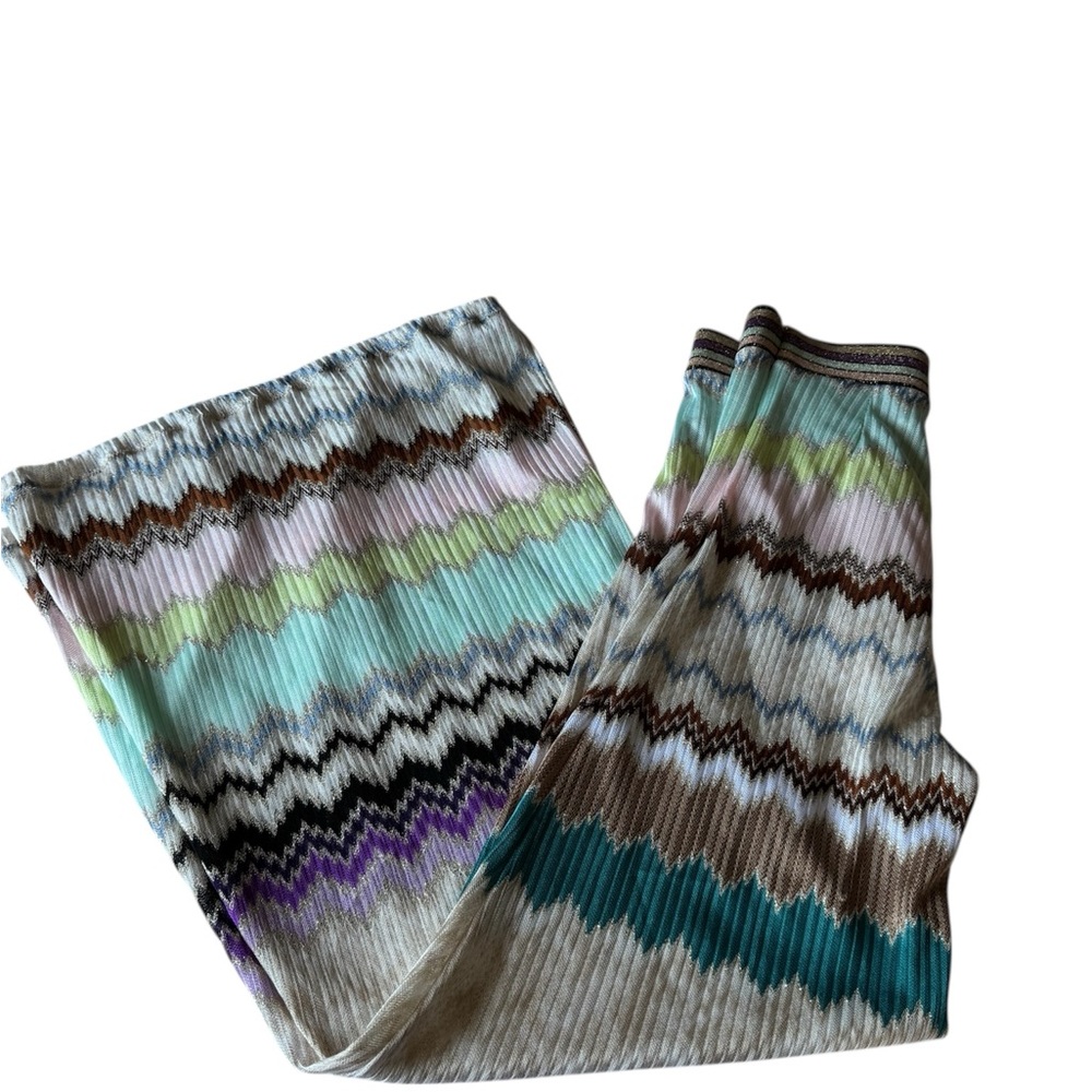 Women's Multicolor Zigzag Knit Wide-Leg Pants